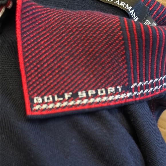Giorgio Armani Golf Sport Navy and Red Men's Shirt #171 - Picture 9 of 11